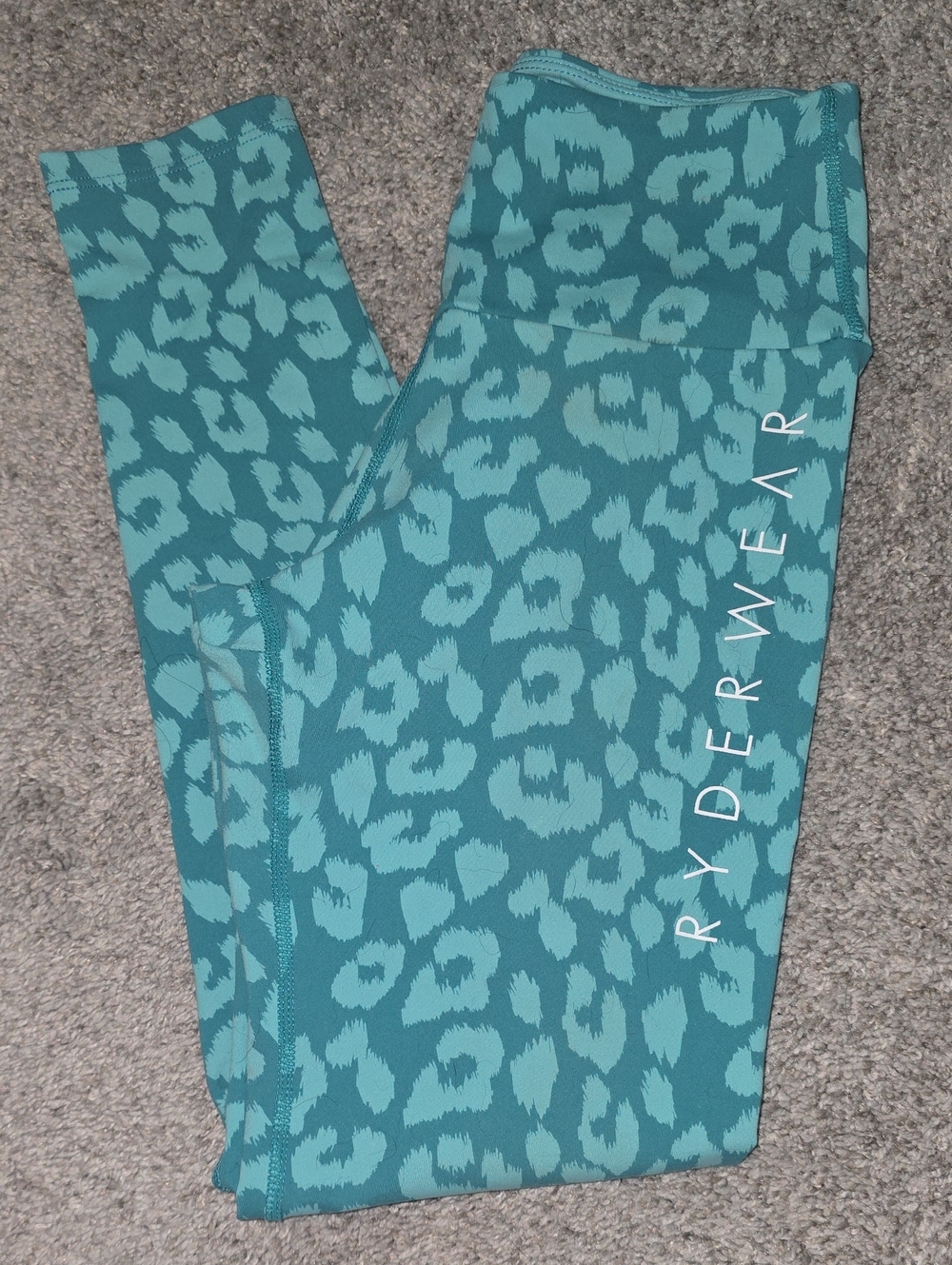 Ryderwear Teal Leopard Print High-Waist Scrunch Butt Leggings